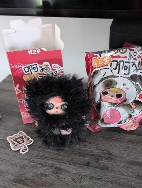 Secret Confirmed Black Collectible Cat with Pink Face Accents